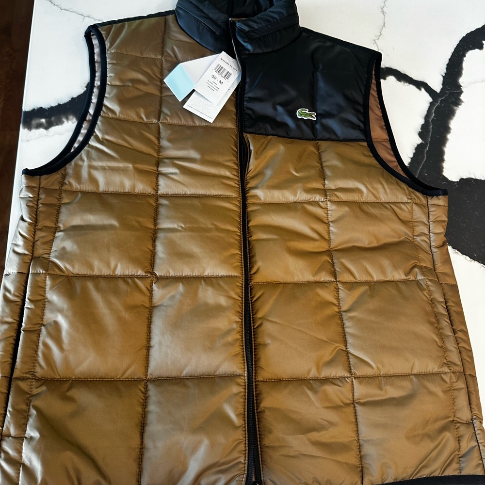 Lacoste Brown and Black Puffer Vest